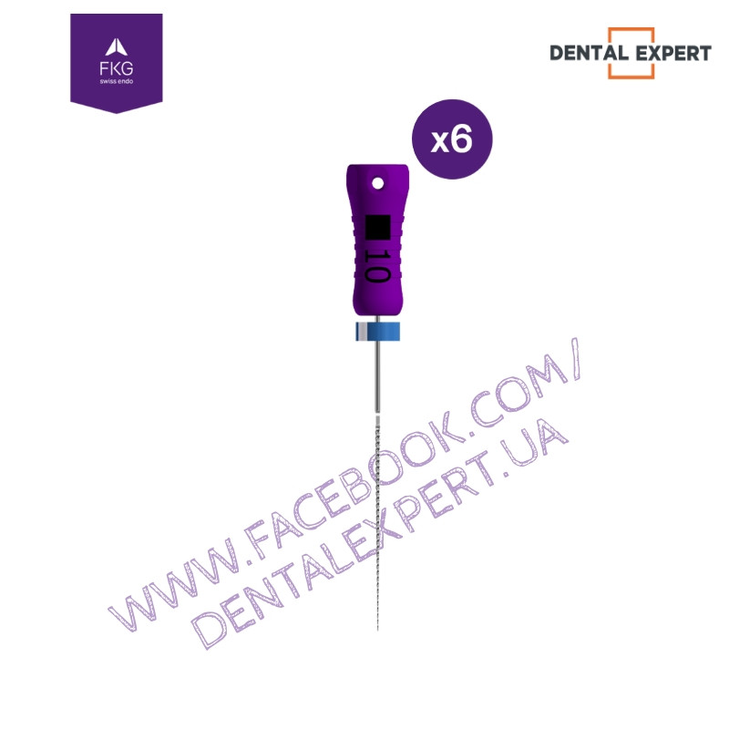 K-files #10, стальні, 6 шт. Ручні інструменти стальні