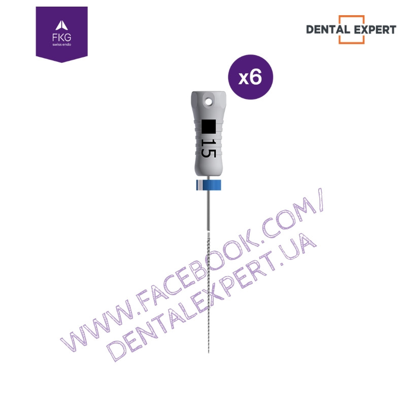 K-files #15, стальні, 6 шт. Ручні інструменти стальні