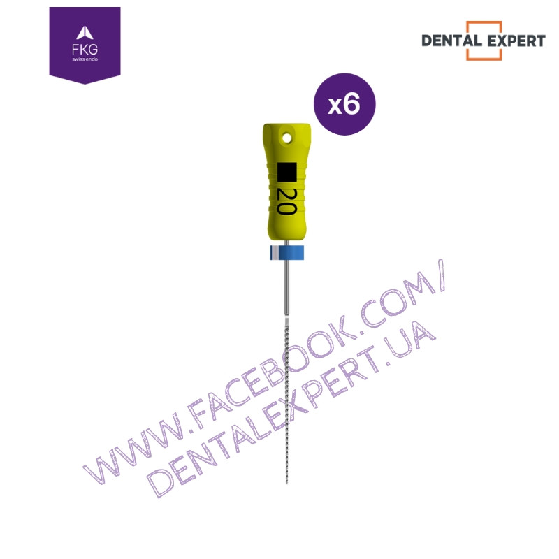 K-files #20, стальні, 6 шт. Ручні інструменти стальні